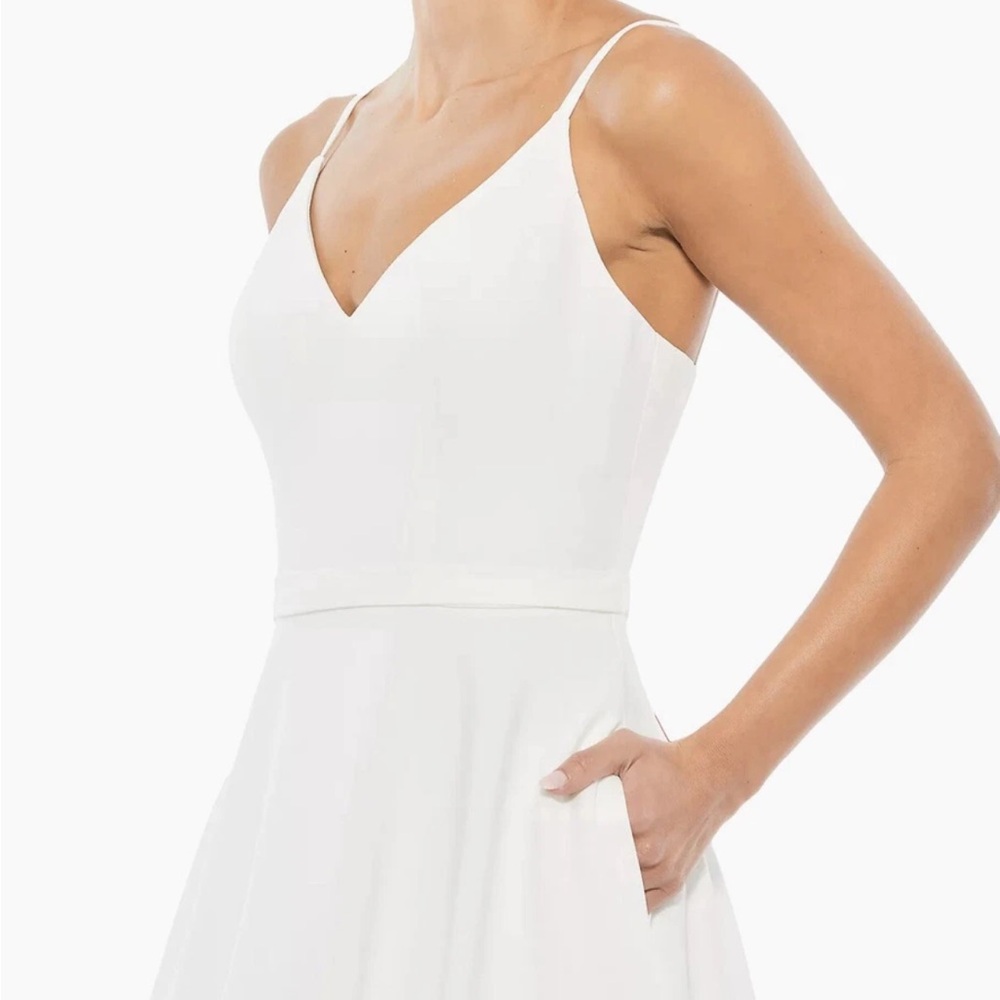 Mac Duggal White A-Line Spaghetti Strap Dress